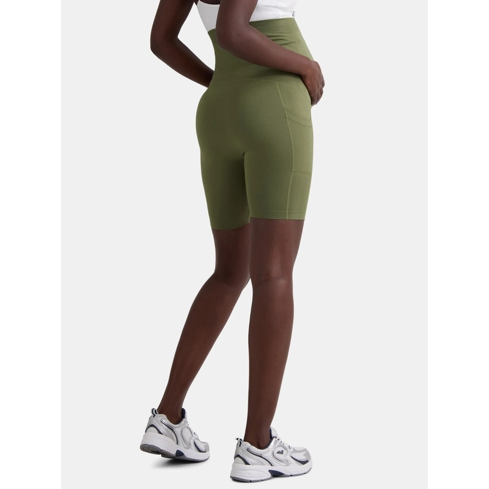 Time‎ and Tru Maternity Bike Shorts S (4-6) Olive Seamless Wicking Support - Picture 5 of 5